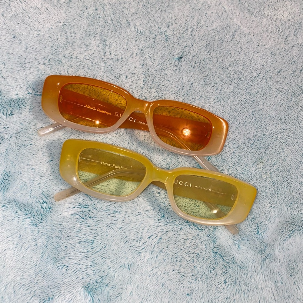 Gucci Rectangular Sunglasses- Orang and Yellow Fluo